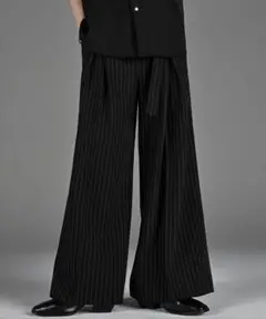 two tuck belt hakama wide slacks ブラック系 S