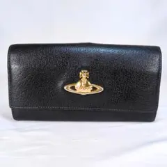 【美品】ヴィヴィアンウエストウッド　レザーオーブ長財布 黒　がま口