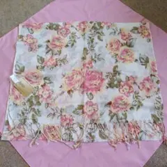 花柄ストール 約60×185cm(フリンジ含む)　綿100%