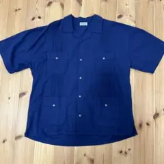 ユニオン　ポケット付きネイビー半袖シャツ　メンズ　M