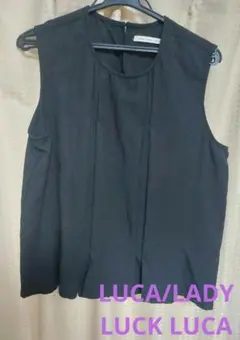 lady luck luca ブラック ノースリーブ トップス プリーツ 麻