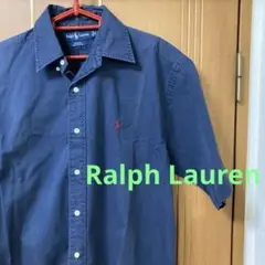 Ralph Lauren BLAKE メンズ半袖シャツ　赤刺繍ロゴ　ネイビー　M