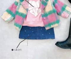 my little wonder♡ハートラインストーンデニムスカート♡80