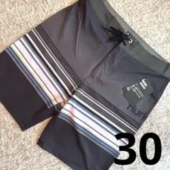 30 Hurley メンズ 水着 ブラック 黒 ボーダー M 新品未使用タグ付き