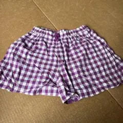 UNIQLO 紫と白のチェック ハーフパンツ L