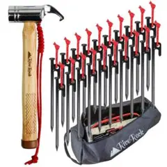 ペグハンマー 20センチcm ペグ20本 大容量収納バッグ セット スチールペグ