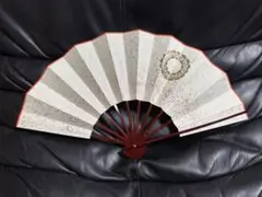 扇子　29cm 朱天　銀千切砂子　紋　舞扇子　舞踊　大衆演劇　着物　和装　小物