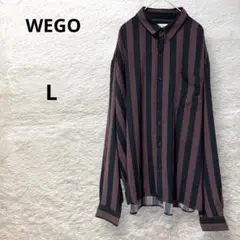WEGO メンズ長袖シャツ ストライプ柄 薄手 後ろ長め 大きめサイズ L