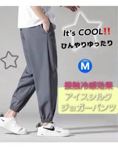 SALE❗️ひんやり快適アイスシルク 接触冷感 ジョガーパンツ スポーツ M 人気