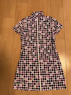 adabat ドット柄 ハーフジップ ワンピース