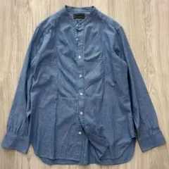 【美品】BEAMS ビームス バンドカラーシャツ S ライトブルー 綿100%
