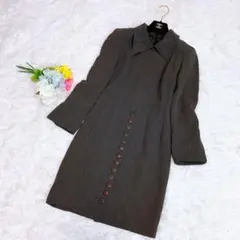美品✨クリスチャンディオール ロングワンピース レトロボタン ブラウン M