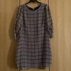Cutie Blonde 七分袖チェック柄ワンピース（裏地あり）サイズL