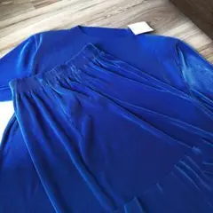 青いリブセットアップ　ソワドレアキコ