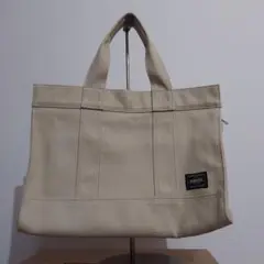 PORTER ベージュ トートバッグ ジッパー付き　美品　小さめバッグ　新品