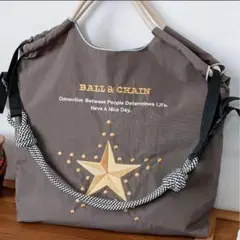 再入荷！★金の刺繍が美しいです★Mサイズ　エコバッグ カーキ　ストラップ付き