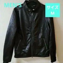 メンズ シングルライダース ジャケット 内側ボア Mサイズ ブラック