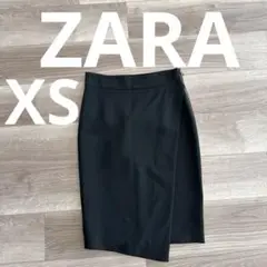 ZARA ザラ　XS ブラック　タイト　ラップ風　スカート　オフィス　スタイル