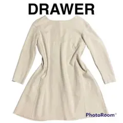 美品 DRAWER ドゥロワー ワンピース ウール100% ベージュ AラインM