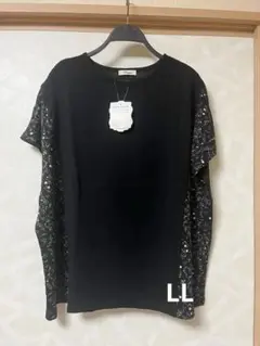 しまむら 花柄 切り替えプルオーバー LLサイズ 黒