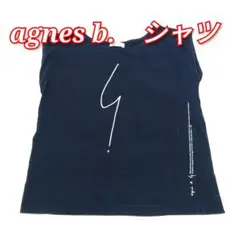 agnes b. アニエスベー ロゴプリント シャツ 紺色 レディース