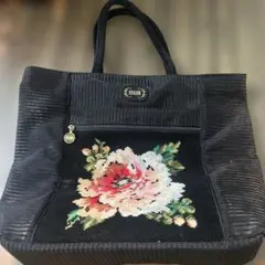 FEILER 花柄刺繍 トートバッグ ブラック