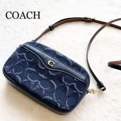 新品 COACH コーチ デニム レザーベルト ボディーバッグ ショルダーバッグ