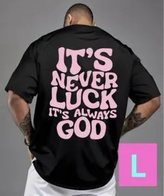 新品未使用 バックロゴ ピンクロゴ ブラック Tシャツ Lサイズ 商品番号C