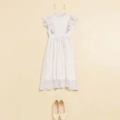 titiy&co フラワーフリルミディワンピース