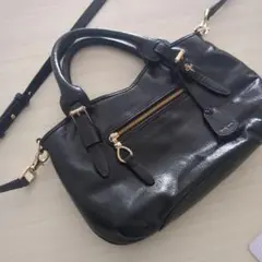 美品　コールハーン 黒 レザー ショルダーバッグ