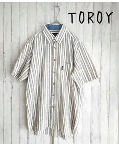 TOROY　メンズ　シャツ　半袖　Lサイズ　ストライプ　トロイ