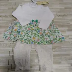 【新品未使用】Kid's Zoo 花柄スカートロンパース グリーン
