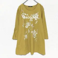 BRODIAEA/チュニック丈カットソー 花柄刺繍/ロンT/体型カバー/3209