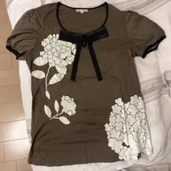 再お値下げ　TO BE CHIC おリボン　ブラウンカットソー