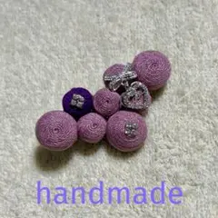 ハンドメイド　刺繍ブローチ　ハート　ボンボンブローチ209