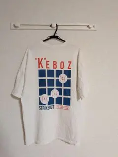 【美品】KEBOZ Tシャツ L 白 バックプリント 刺繍ロゴ ストライクアウト
