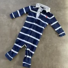 ポロラルフローレンラガシャツ風ツナギ ロンパースツナギ