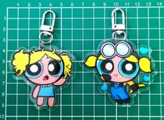 【新品】パワーパフガールズ　バブルス 寝起き　ミニオン風　キーホルダー2点