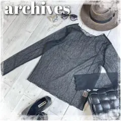 『archives』アチーヴ　メッシュ　プルオーバーブラウス　シースルー　【M】