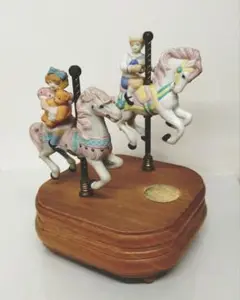 sanmei サンメイ　回転木馬　手巻き式　オルゴール　エーデルワイス　レトロ