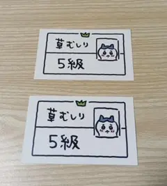 草むしり検定５級カード２枚組　ハチワレ　ちいかわマーケット特典
