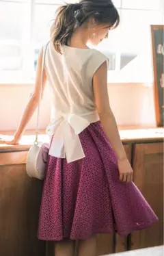アプワイザーリッシェ　オーバーレースフレアスカート　美品