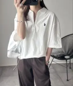 Ada. U.S. POLO ASSN. ハーフジップショートスリーブポロシャツ