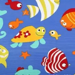 8/14限定SALE　30cm　お魚生地　布　キャンバス生地　青 コットン