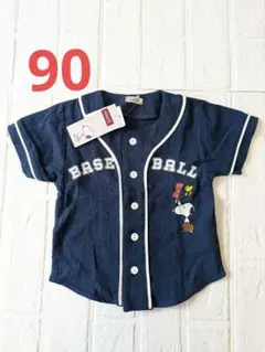 【新品】スヌーピー　PEANUTS 半袖シャツ ネイビー 90サイズ