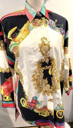 VERSACE SPORT おしゃれシャツ 長袖ブラウス カラフル アンティーク