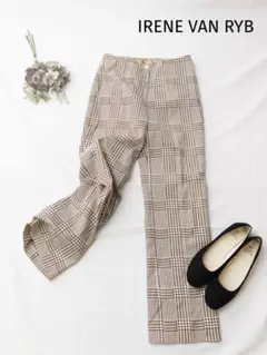 美品　IRENE VAN RYB チェックパンツ　36 S 総柄　ストレッチ