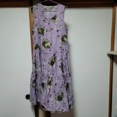 【最終値下げ!】ピンクハウス 綺麗なパープルの葡萄&バラ柄ワンピース