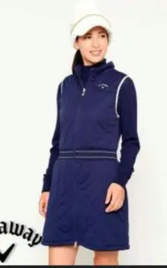 値下げ 美品!Callaway 中綿ワンピース LL 紺