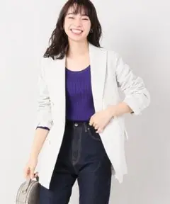 AURALEE FINX LINEN OX W BREASTED JACKET